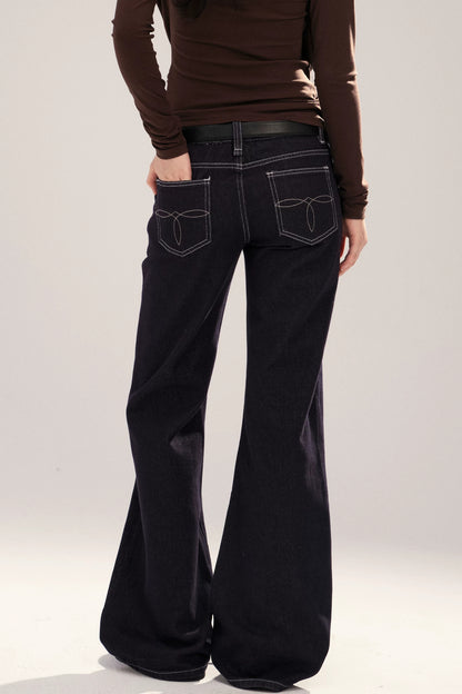 Retro Denim Straight-Leg Pants