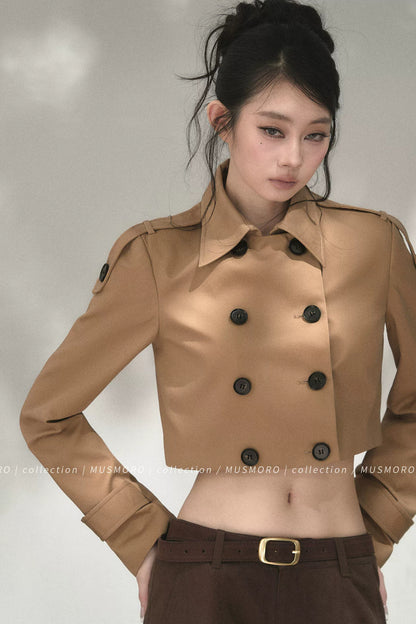High-Waisted Double-Breasted Trench Coat