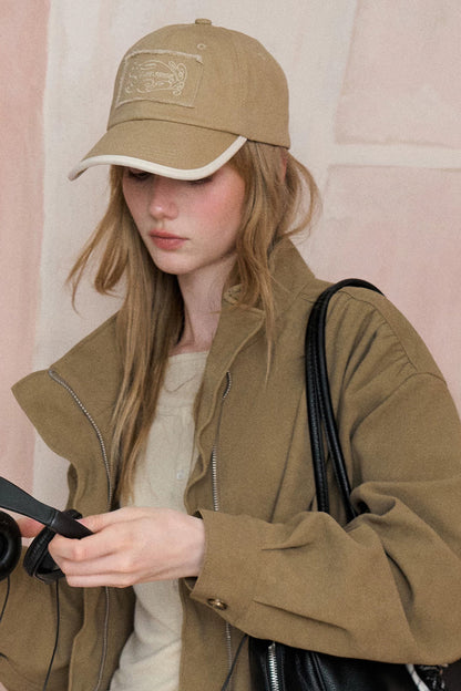 Color-Blocked Embroidered Baseball Cap
