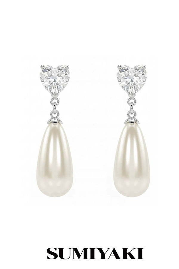 Water Drop Pearl Dangle Studs