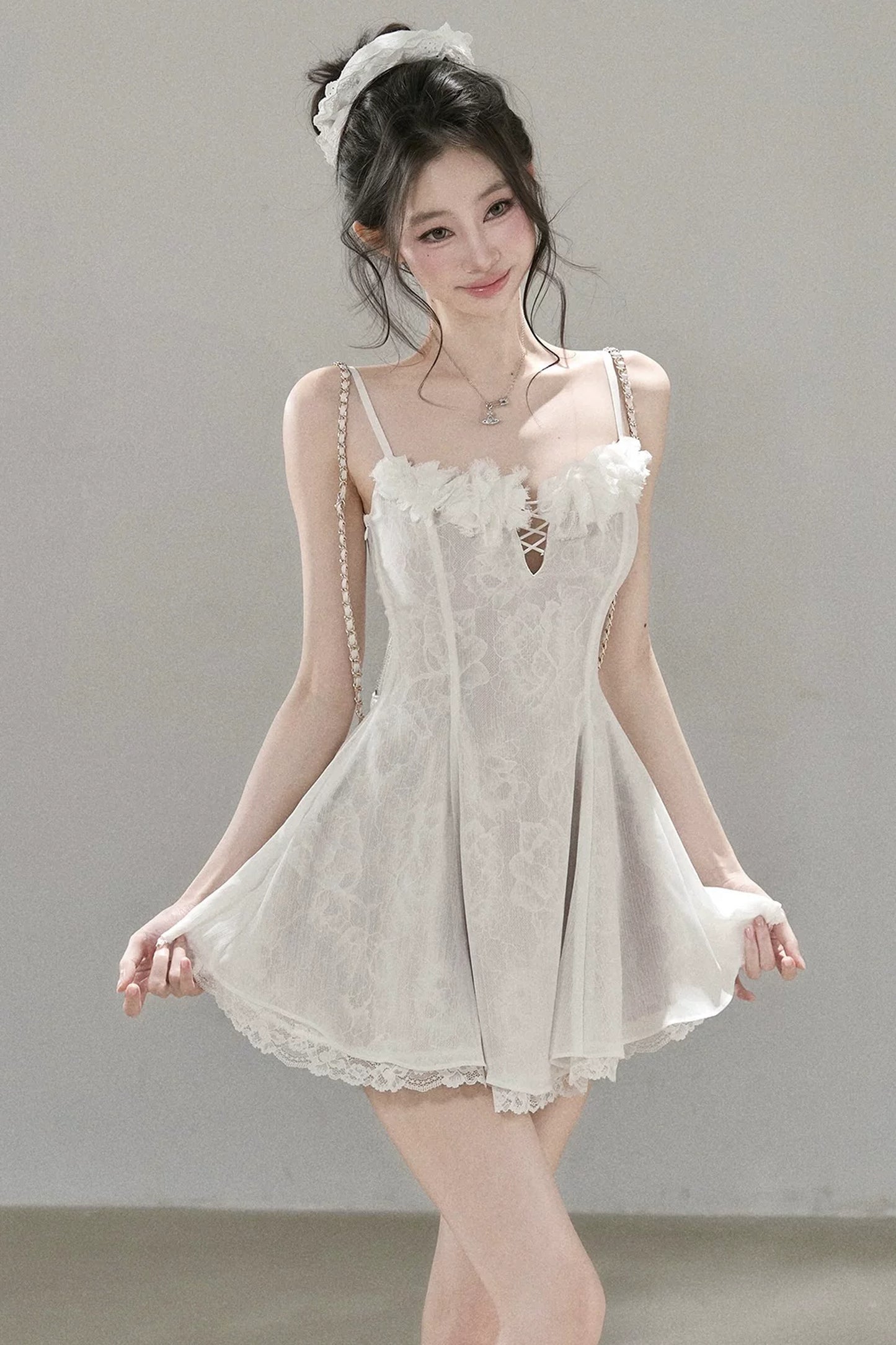 Lace Mesh Floral Dress