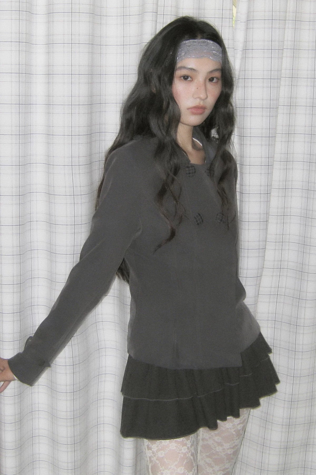 Double-Breasted Short Jacket Set-Up