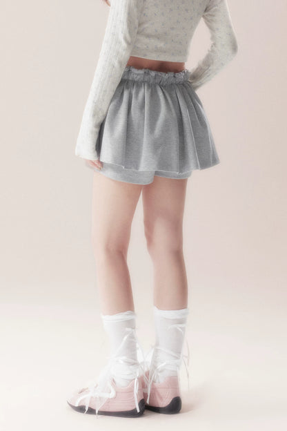 Drawstring Puffy Layered-Look Skirt