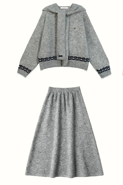 Fair Isle Pullover Sweater and A-Line Skirt Set