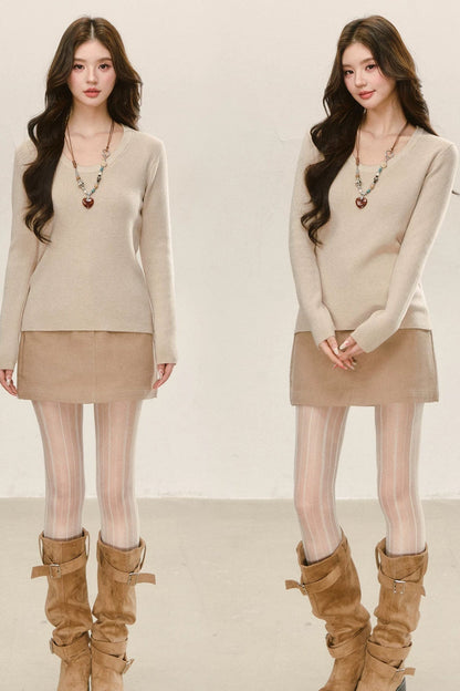 A-Line Corduroy Skirt and Top Set