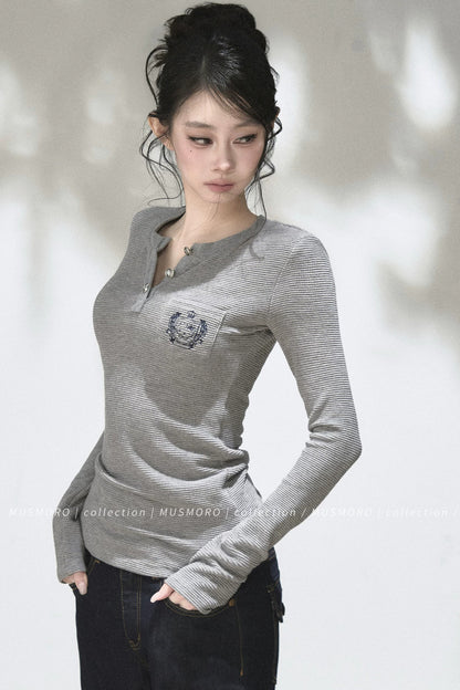 Embroidered Waffle Knit Top