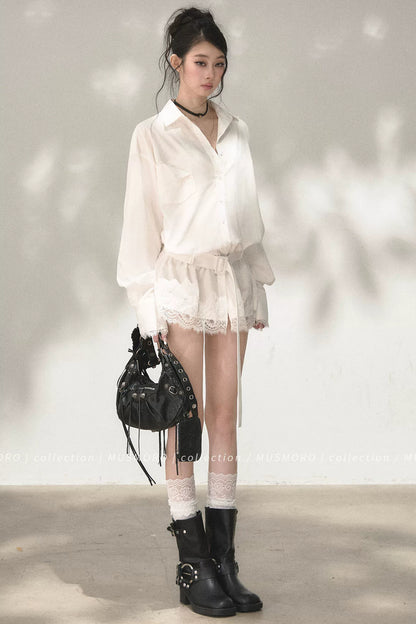 Eyelash Lace Shirt Dress