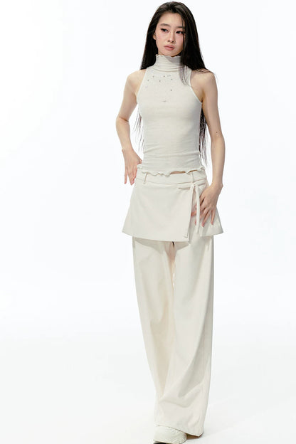 Matte Soft Faux Leather Bow Pants