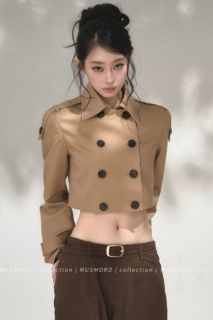 High-Waisted Double-Breasted Trench Coat