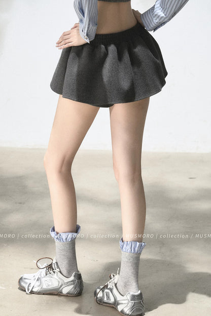 Elastic Waist A-Line Skirt