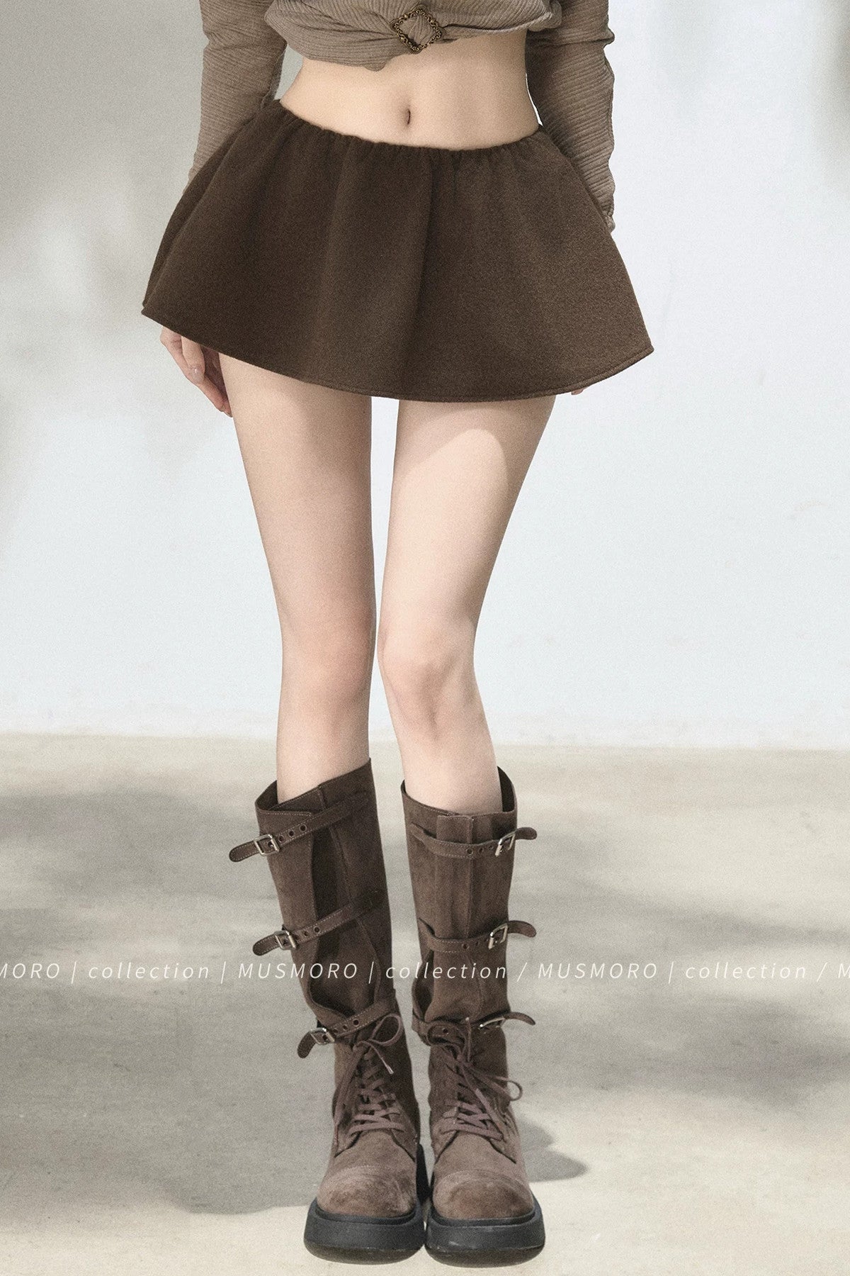 Elastic Waist A-Line Skirt