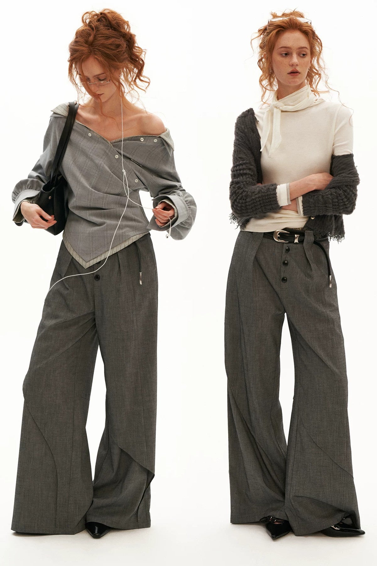 Linen Lyocell Spliced Waist Straight Pants