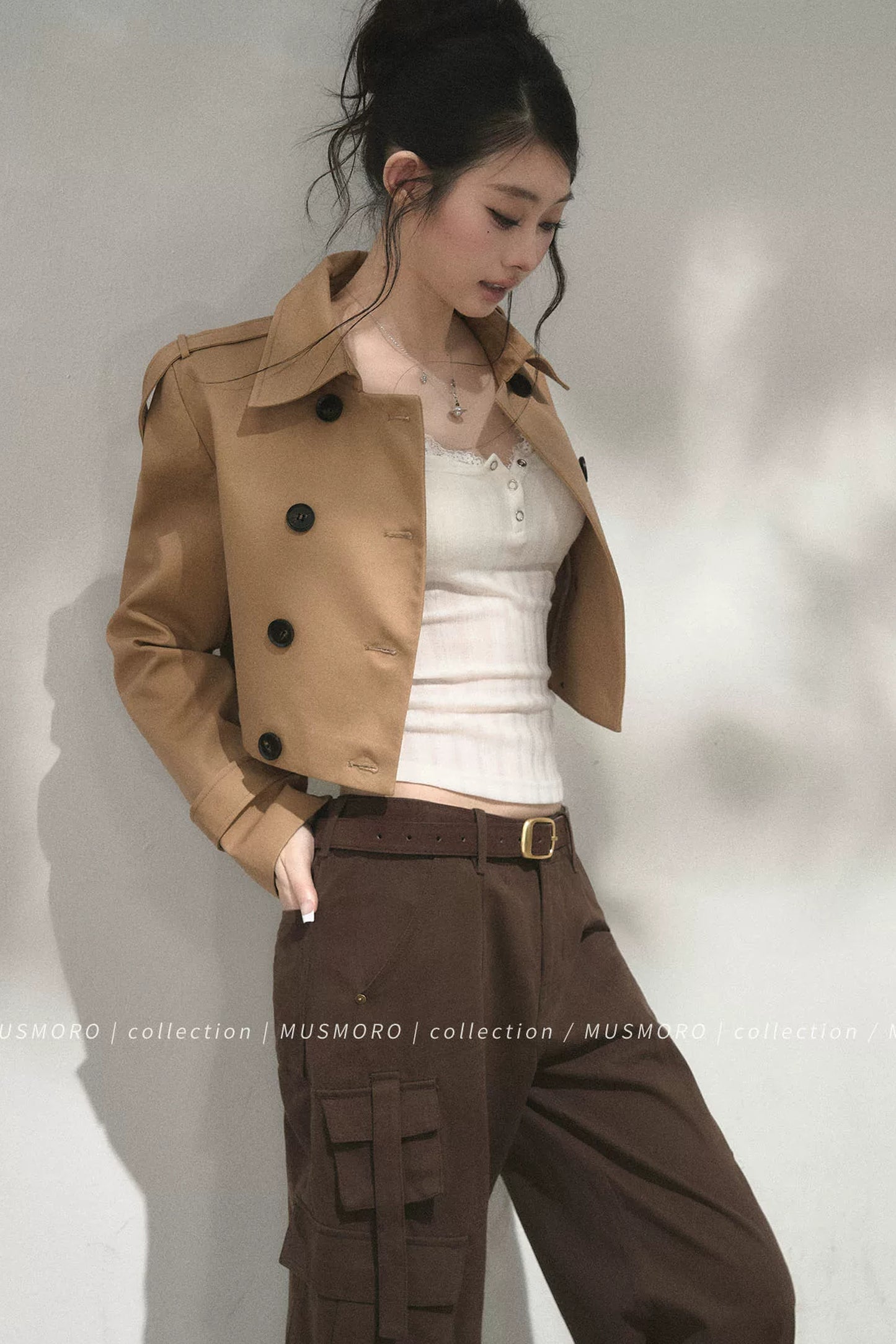 High-Waisted Double-Breasted Trench Coat