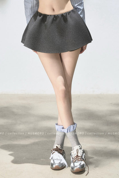 Elastic Waist A-Line Skirt