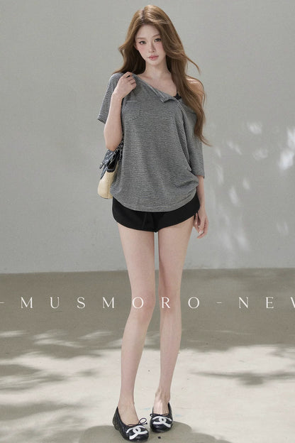 Fine Striped Double-Layered Top