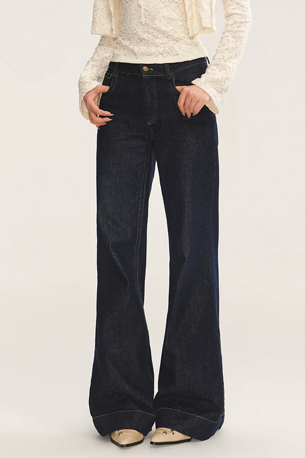Low-Waisted Slim-Fit Flared Jeans