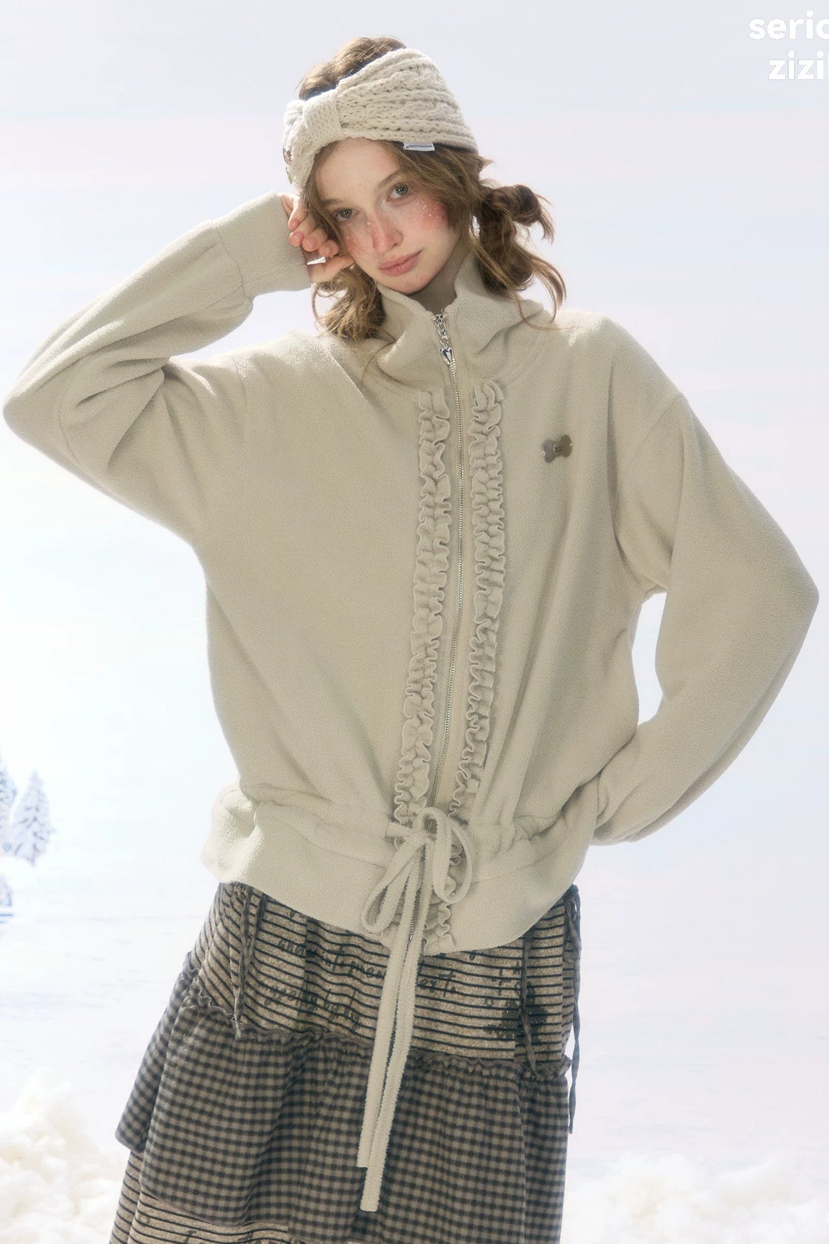 Gray Apricot Polar Fleece Jacket