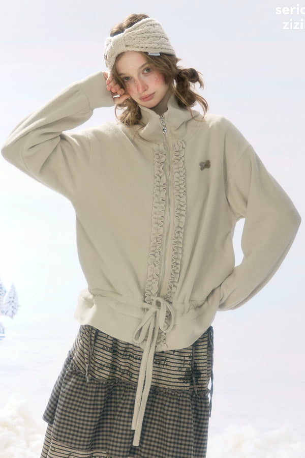 Gray Apricot Polar Fleece Jacket