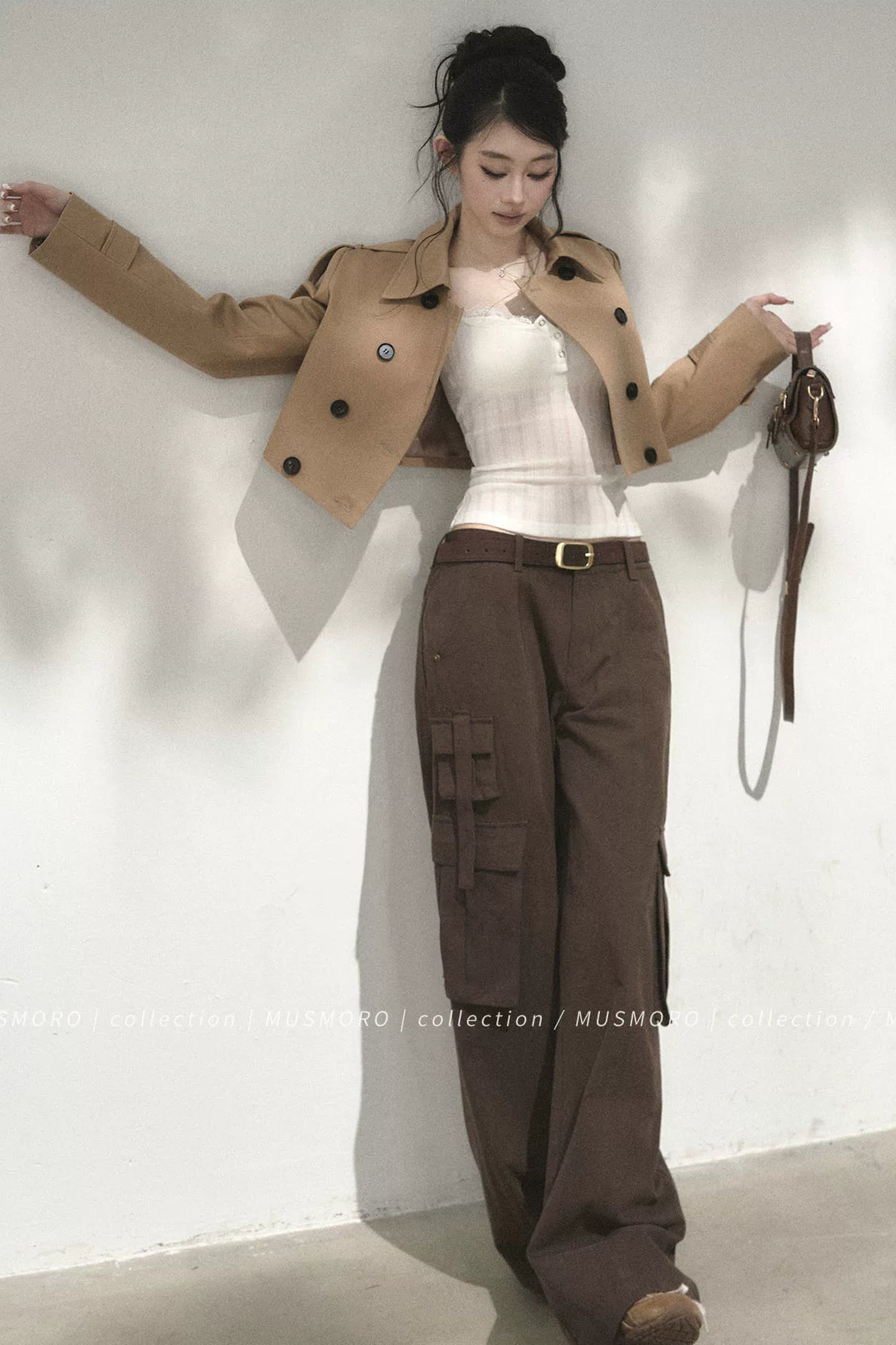 High-Waisted Double-Breasted Trench Coat