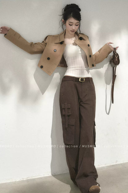 High-Waisted Double-Breasted Trench Coat