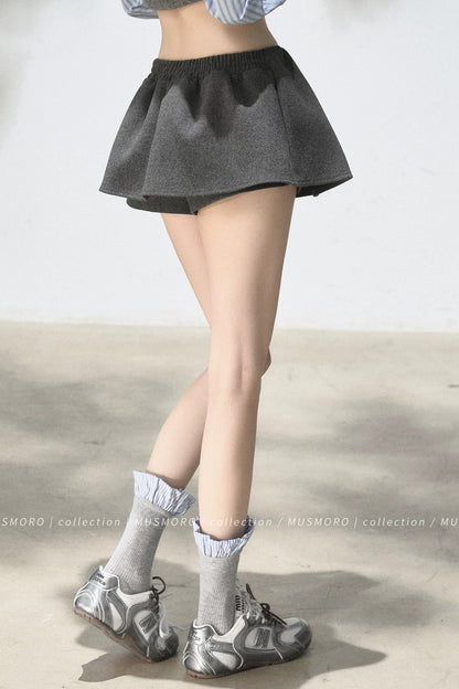 Elastic Waist A-Line Skirt