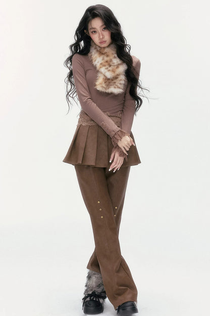 Flared Pants With Detachable Skirt