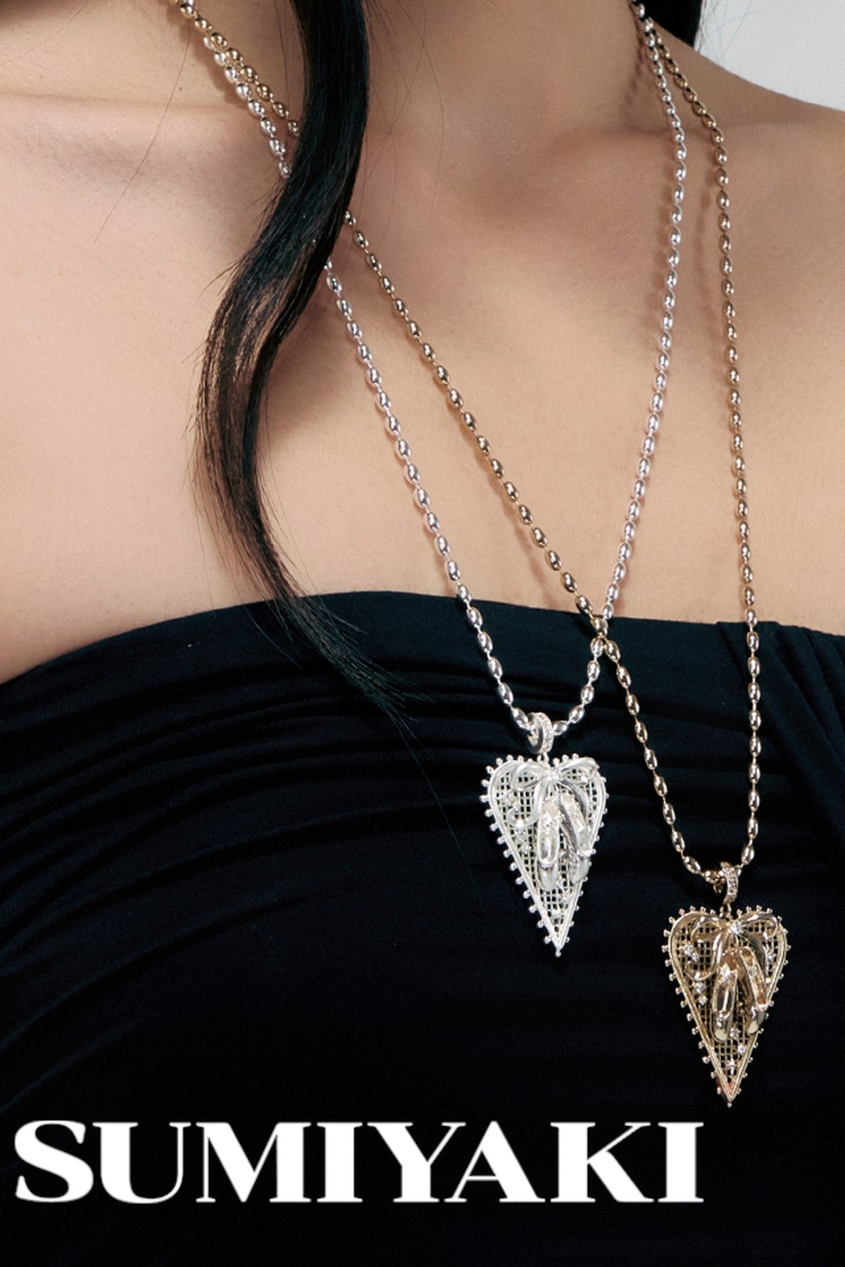 Lace Bowknot Heart Necklace