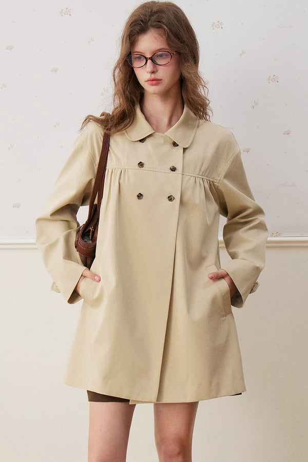 Collar Double-Breasted Trench Coat