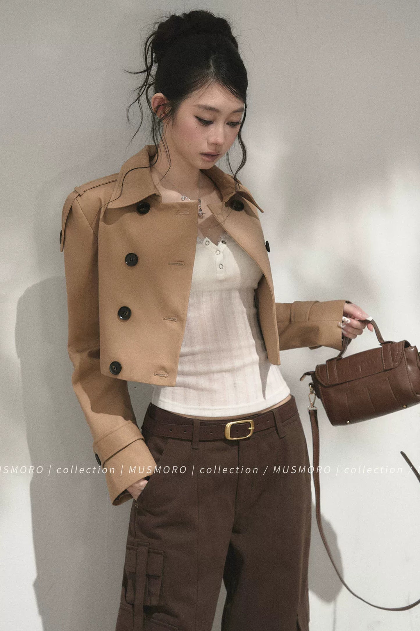 High-Waisted Double-Breasted Trench Coat