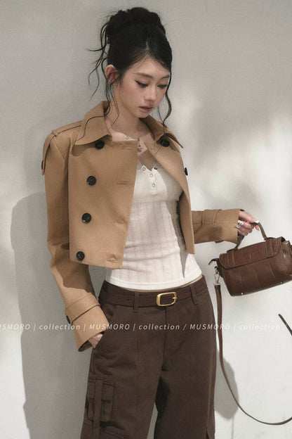 High-Waisted Double-Breasted Trench Coat