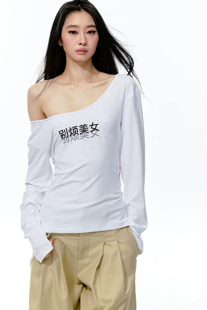 Tee-shirt à manches longues en maille avec imprimé strass