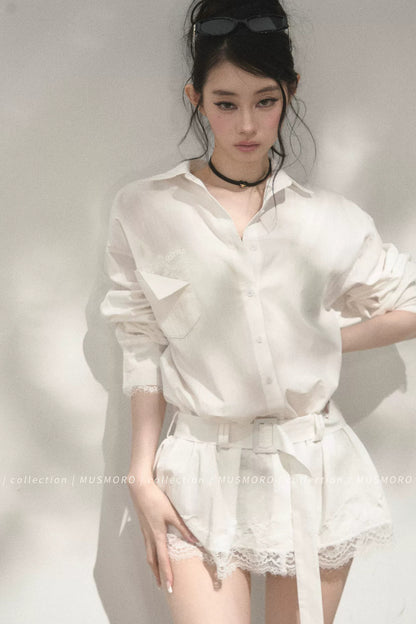 Eyelash Lace Shirt Dress