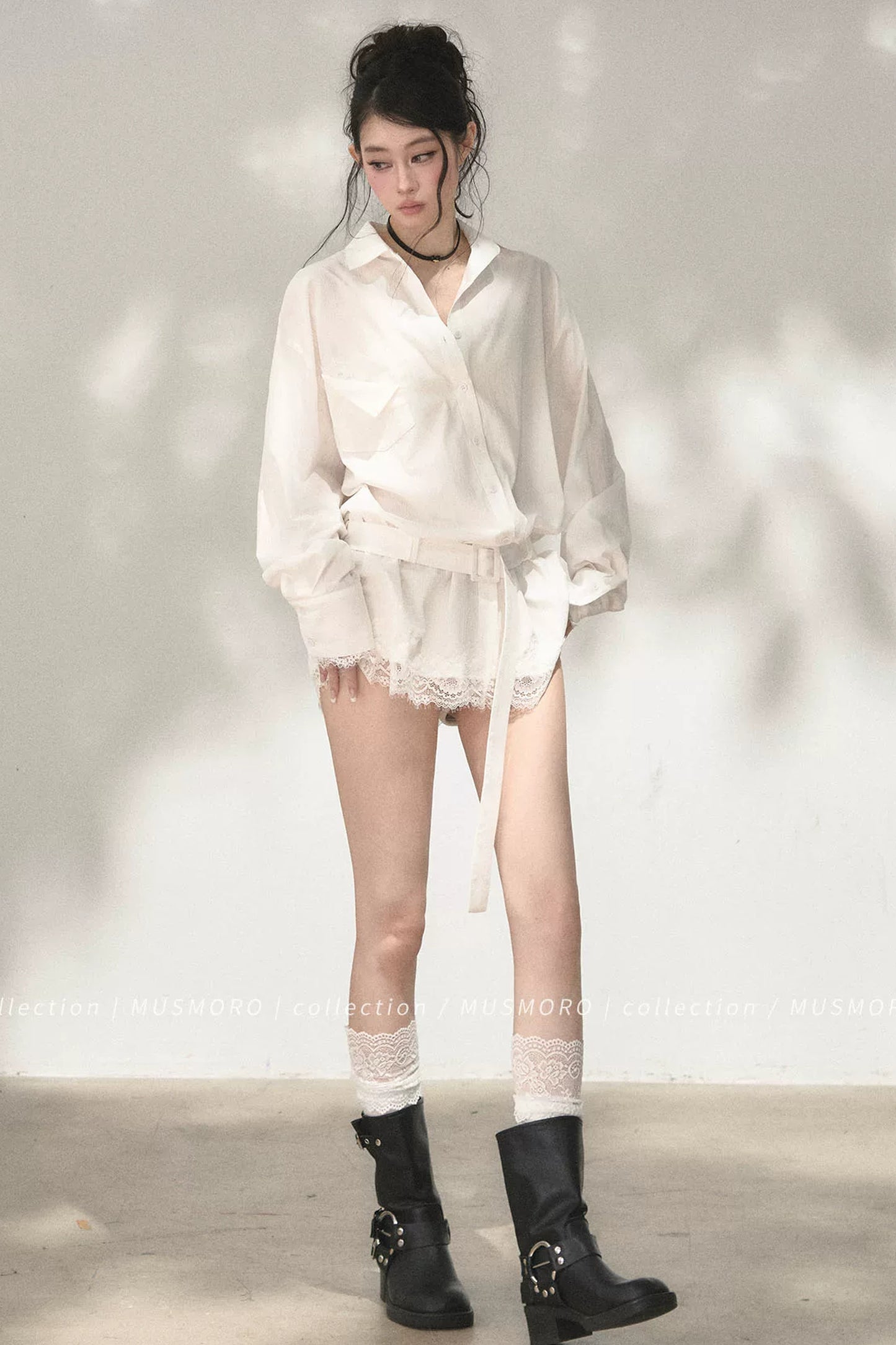 Eyelash Lace Shirt Dress