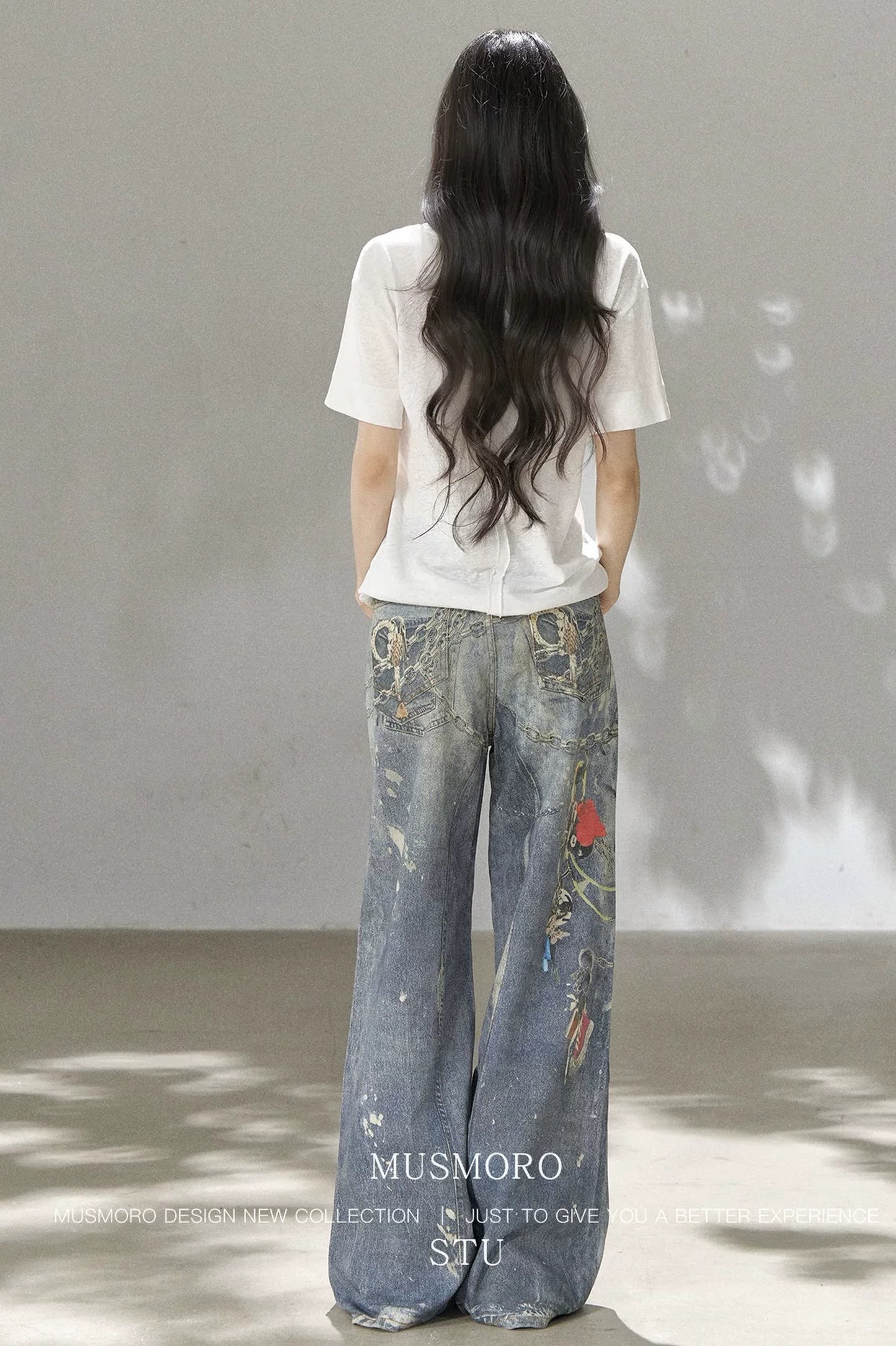 Punk Chain High-Waisted Jeans