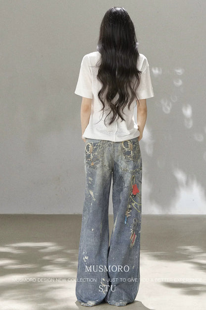 Punk Chain High-Waisted Jeans