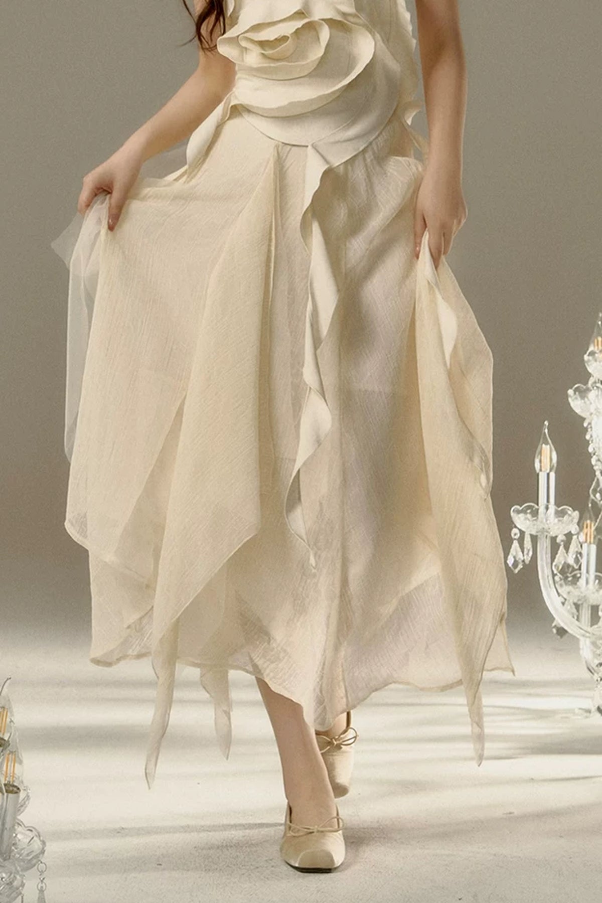 Drapey A-Line Midi Skirt