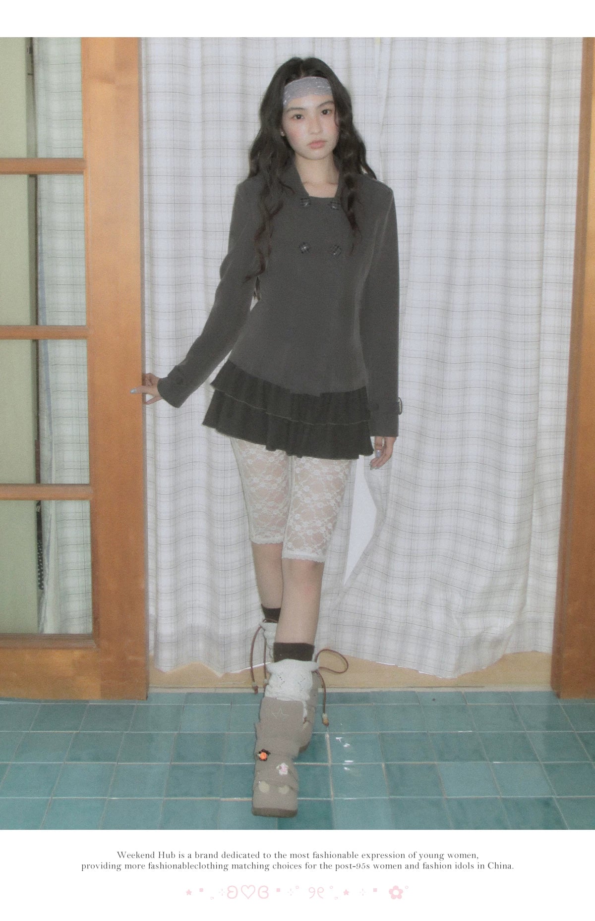 Double-Breasted Short Jacket Set-Up