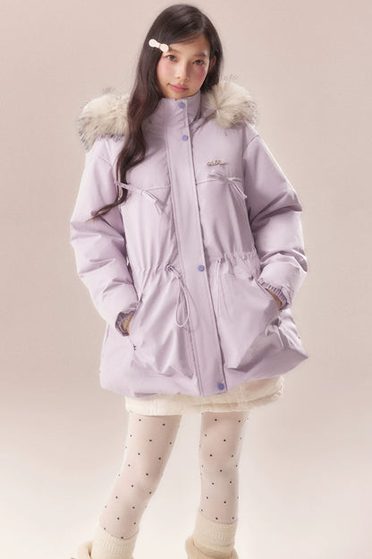 Mid-Length Fur Collar Goose Down Jacket