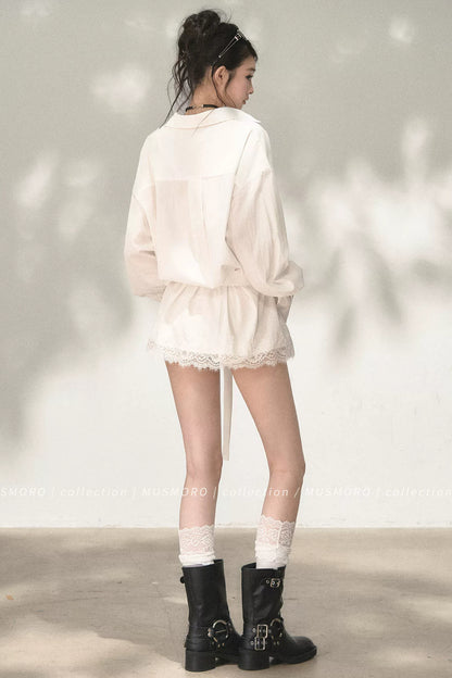 Eyelash Lace Shirt Dress