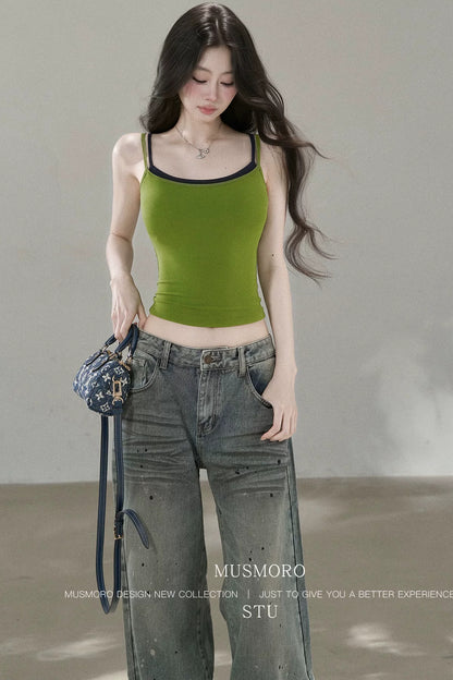 불규칙 스플래터 잉크 와이드 레그 팬츠