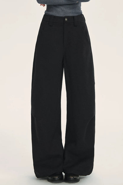 Black High-Waisted Woolen Pants