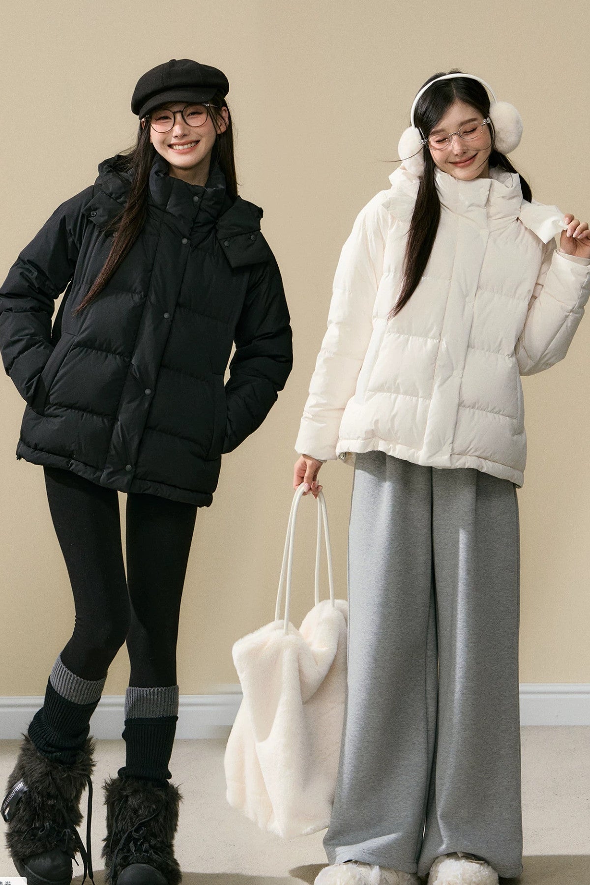 Loose Fit Hooded Duck Down Jacket