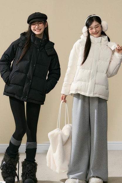 Loose Fit Hooded Duck Down Jacket