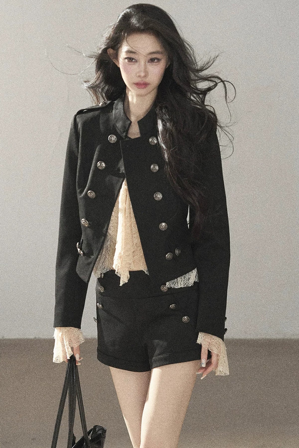 Ruffled French-Style Hollow-Out Blouse