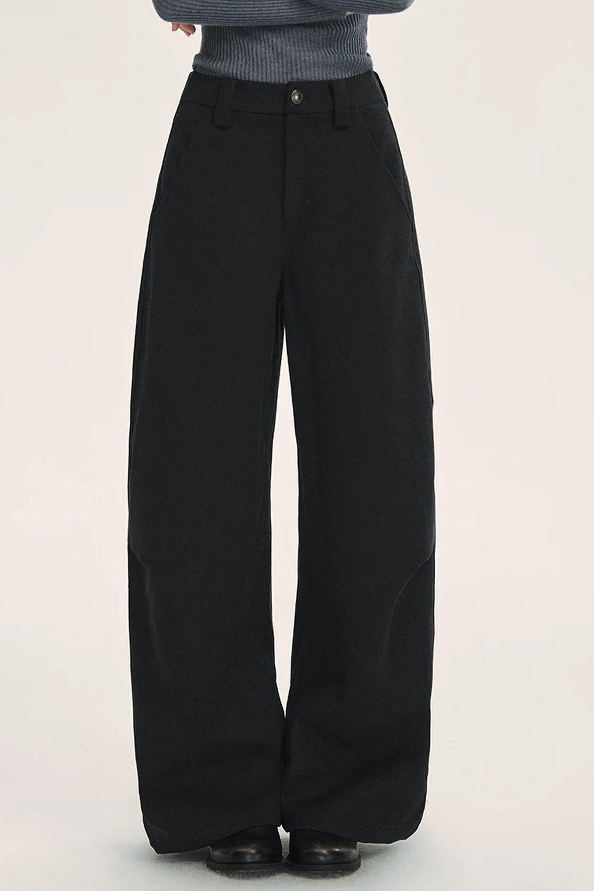 Black High-Waisted Woolen Pants