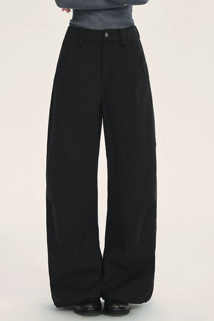 Black High-Waisted Woolen Pants