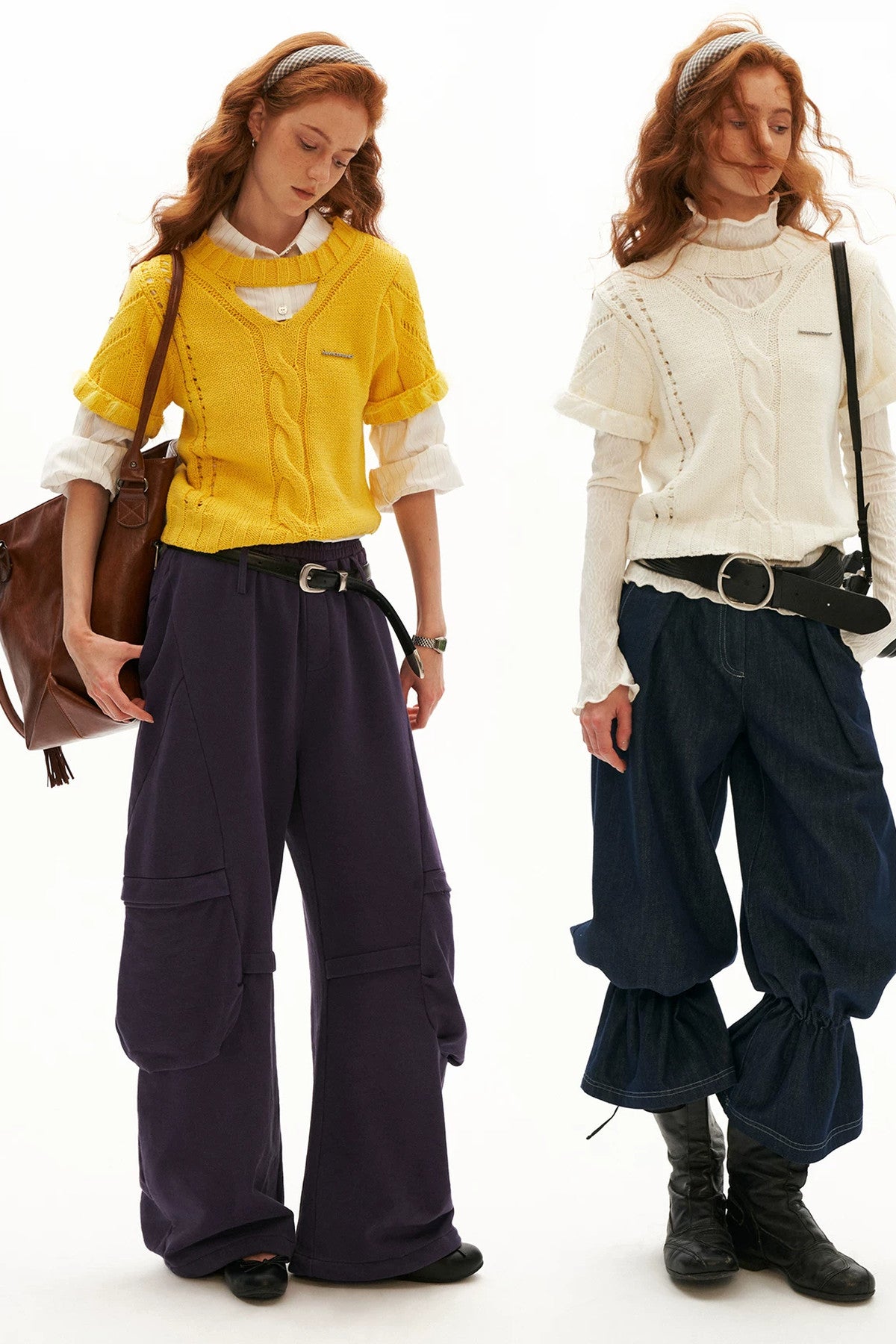 Puff Sleeve Hollow Out Knit Top