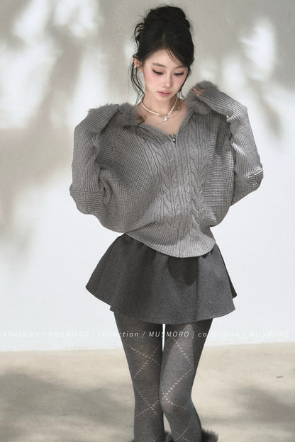 3D Twist Knit Hooded Cardigan