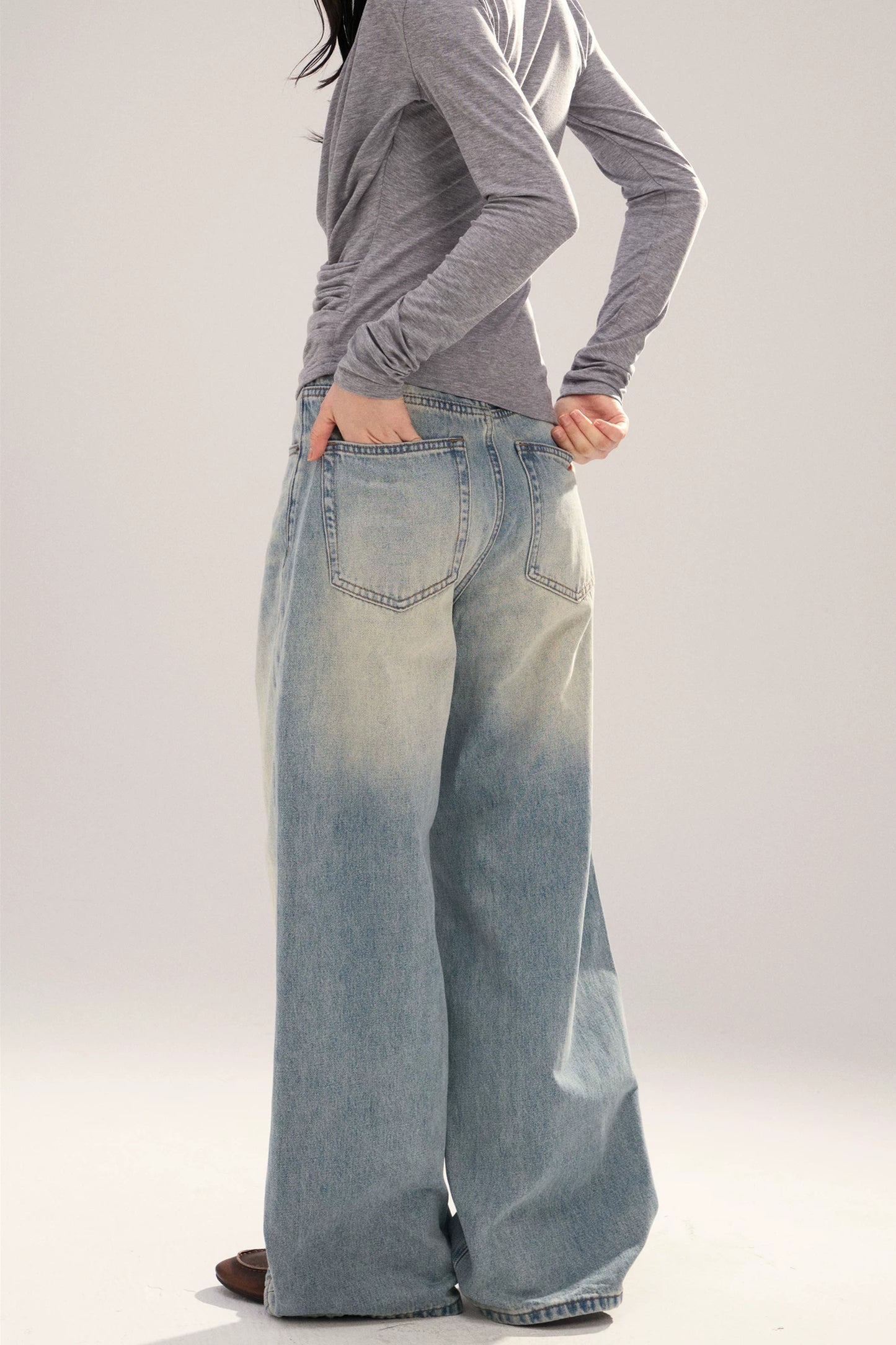 Vintage Washed Distressed Denim Pants