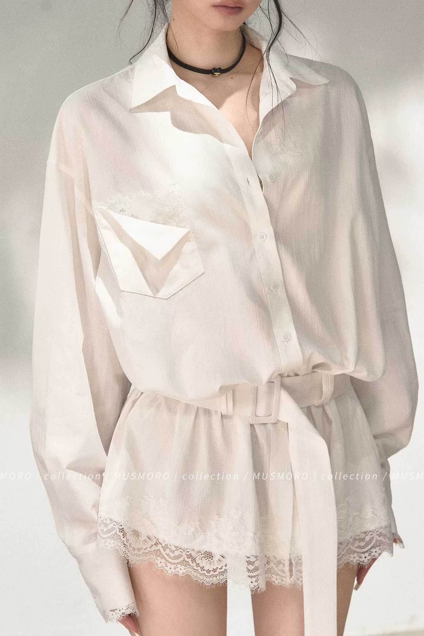 Eyelash Lace Shirt Dress